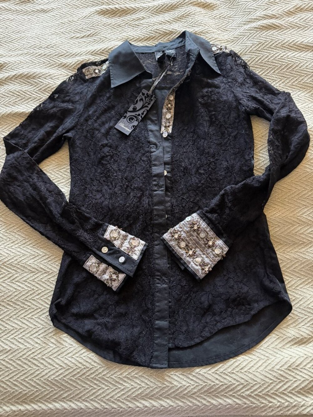 NWT - BKE Lace Blouse with shoulder and cuff detail